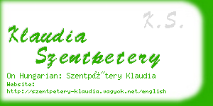 klaudia szentpetery business card